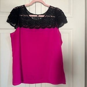 Express Black Lace and Pink Top